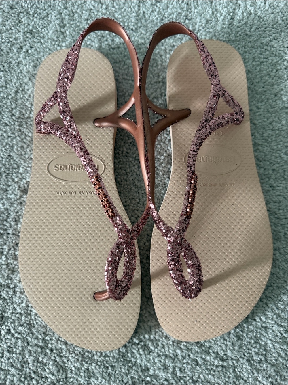 Havaianas Women's Rose Pink Glitter Strap Sandals